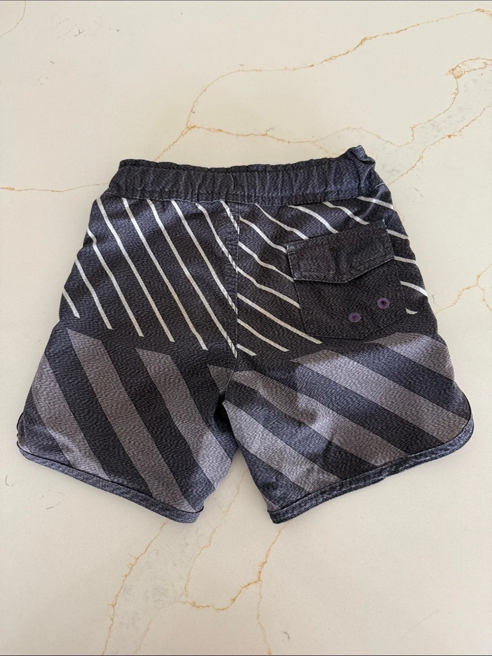 Volcom Boys Black & Gray Patterned Swim Trunks